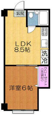 南向き日当り良好。ＬＤＫ８．５帖、クローゼット１間