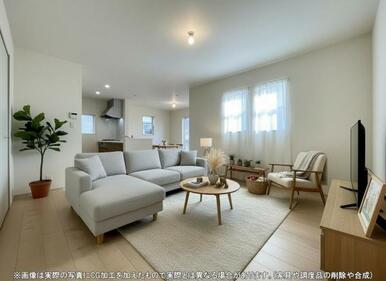 開放感のあるゆとりあるリビング。採光にもこだわった居心地の良い空間です♪