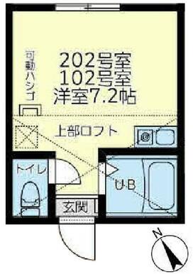 １０２　洋室７．２帖＋ロフト４帖