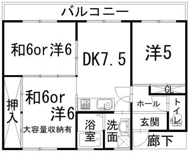 表示の間取りの左右反転となります。洋５・洋６・和６となります。