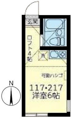 １１７　洋室６帖＋ロフト４帖