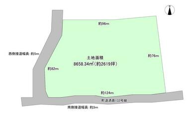 土地面積：８６５８．３４㎡（約２６１９坪）　現況：雑種地（駐車場）　用途地域：準工業地域