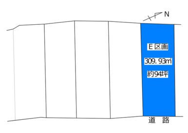 Ｅ区画（洗島１０５－７・１０５－１３）の地形イラスト及び地積