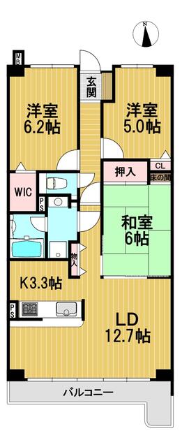 グリーンタウンぐみ沢 4階 3LDKの画像