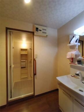 洗面台と浴室が隣接した使いやすい洗面所です。身支度や洗濯もスムーズに行えるでしょう。