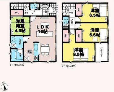 １号棟、間取り図です。