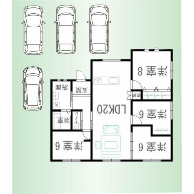 車4台駐車可能！※車の配置は一例です。