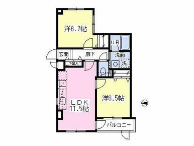 54.79平米　新婚さんにおすすめ角部屋２ＬＤＫ！