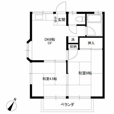 南東向きの２ＤＫ★日当り良好です★