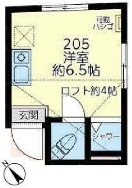 ２０５　洋室約６．５帖＋ロフト約４帖