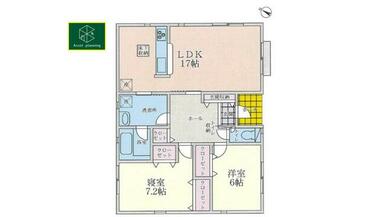 ２号棟の間取図です。注目度が高い平屋建て２ＬＤＫ　販売価格（土地＋建物）２，０８０万円