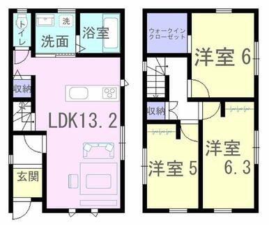 コンパクトな間取りながらウォークインクローゼットや階段下収納など収納を確保しています！