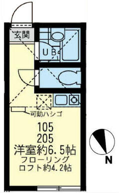 ２０５　洋室約６帖＋ロフト約４帖・ロフト高１．４ｍ