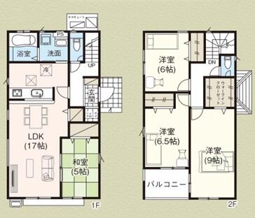 リビング収納、ワイドバルコニー、和室５帖は洋室になっております。