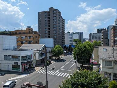 マンションの前面道路は昭和市電通り