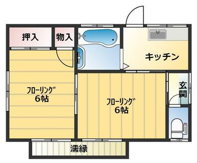 洋間６帖の２間