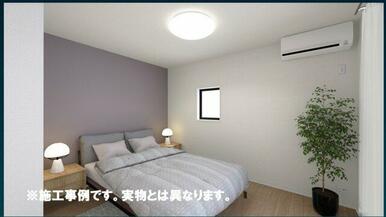 主寝室完成予想図 ライフステージに合わせて使い方を変えやすい広い主寝室は動線もスムーズになります。