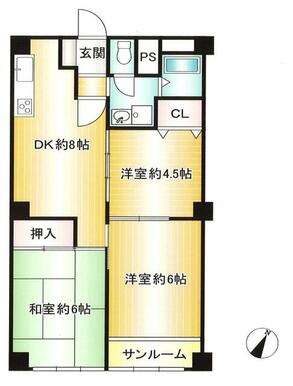 ３ＤＫ南向き５階部分５４．７５㎡