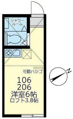 １０６　洋室６帖＋ロフト３．８帖