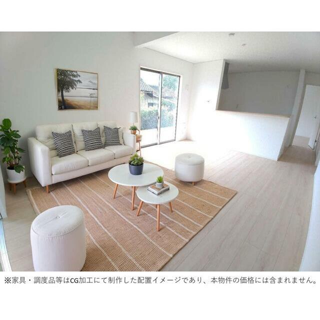 ※家具・調度品等はCG加工にて制作した配置イメージであり、本物件の価格には含まれません。 ２号棟　リビング