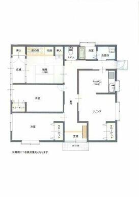 洋室×2部屋、和室1部屋、LDK、の3LDK＋屋根裏収納付きの間取りになります。