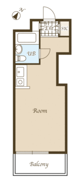 エントランスからお部屋まで、広めの設計で開放感のある１Ｒです。