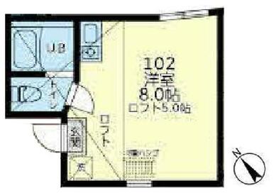 １０２　洋室８帖＋ロフト５帖
