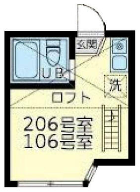 ２０６　洋室５．５帖＋ロフト４帖