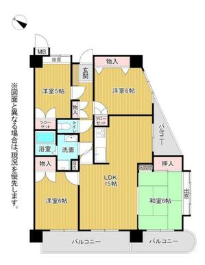 角部屋ならではの２面バルコニー付きの３面採光で通風良好です