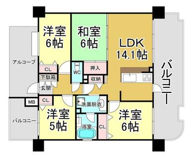 スタンダードで使いやすい、採光・風通しもよい間取りです♪