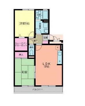 ２ＬＤＫ＋ウォークインクローゼット付の住みやすい間取りです。