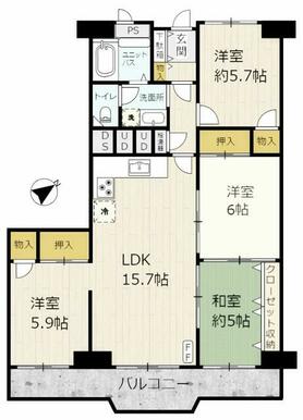 ４ＬＤＫ　和室のある日当たりの良いお部屋