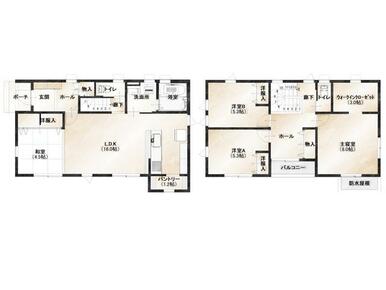 Ａ棟４ＬＤＫ（１階５５．０６㎡２階５２．１７㎡）