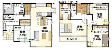 ４．５帖の室内干しもできる和室はフルオープンの広々設計！ＬＤＫと繋げて使うことで使い勝手◎！