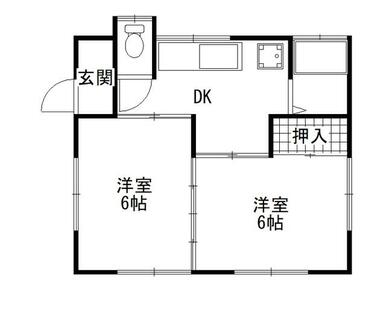 シンプルな２ＤＫです。お一人でもお二人でもお住まいいただけます。