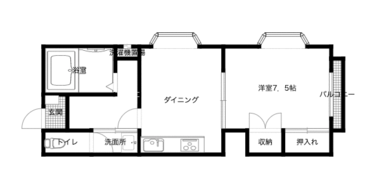 １ＤＫ、室内に洗濯機置き場あり