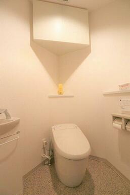 タンクレストイレ（自動開閉式便座）消耗品を収納する棚、独立したお手洗い付き☆
