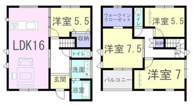リビングを通らず2階へ行ける間取り！2階にもトイレ設置しました☆