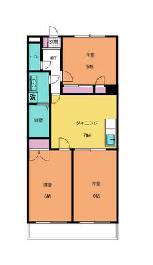 間取り反転　ベランダ側左側和室