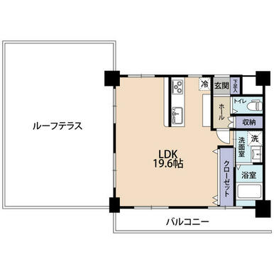 価格１９８０万円、専有面積４１．４４ｍ２、バルコニー面積７．８１ｍ２　ルーフバルコニー広々！ワンルー