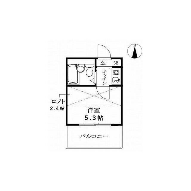 2.4帖ロフト付き1K。