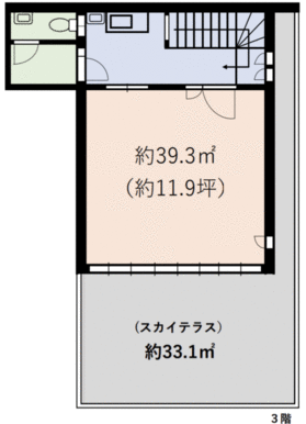 約３９．３㎡（約１１．９坪）＋スカイテラス約３３．１㎡
