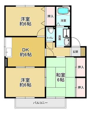 Ａ棟２０２号間取図＿お二人暮らしや小さなお子さんのいるご家庭にオススメの間取りです。