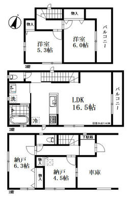 ３号棟　２階ＬＤＫ１６．５帖に人気の対面キッチン♪　主寝室６．０帖には大型バルコニー！