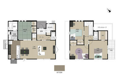 ３３９０万円　４号地　建物１１０．９５㎡（３３．９４坪）　土地２１３．７７㎡（６４．６６坪）