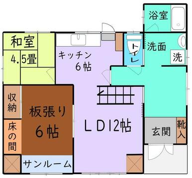 間取り図　１階　サンルーム有り