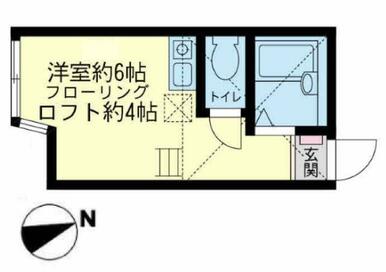 １０３　洋室約６帖＋ロフト約４帖・ロフト高１．４ｍ