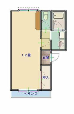 広々１２帖のワンルームです。