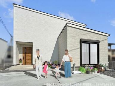 ヤマダホームズの分譲住宅が誕生しました！洗練されたモダンな外観デザインです。（２０２５年４月撮影）
