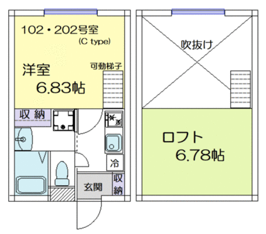 リビング６．８３帖＋ロフト６．７８帖